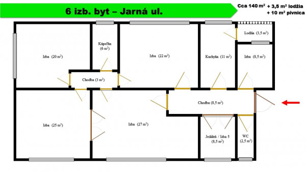 Veľkometrážny 6 izb. byt v lokalite Malá Praha na Jarnej ul.